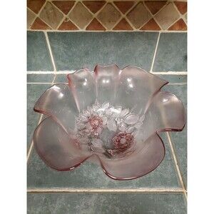 Mikasa‎ Rosella 8" Pink Floral Crystal Ruffled Serving Bowl/Candy Dish W.Germany